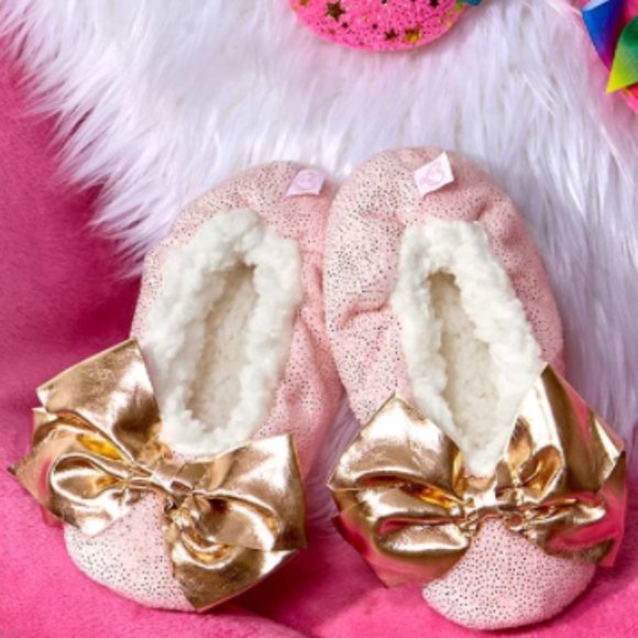 Jojo Siwa Pink Glitter Sherpa Lined Fuzzy Babba Slippers Kids 7-8 Yrs Sz 13-4 - Picture 2 of 10